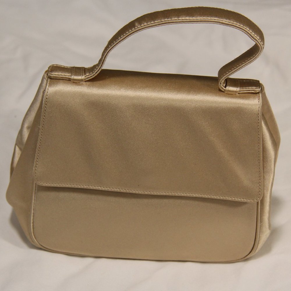 Adorable Judith Leiber Gold Satin Evening Bag